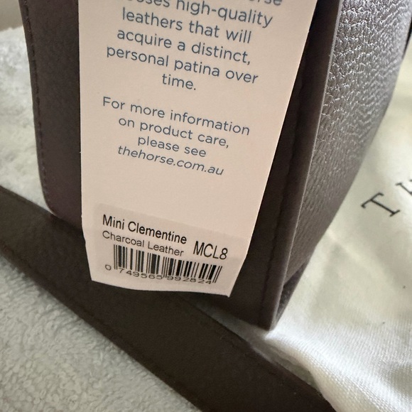 The Horse mini clementine charcoal Leather gold hardware Crossbody Bag NWT - Picture 2 of 4